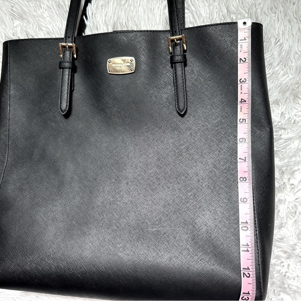Michael Kors Black Saffiano Leather Shoulder Tote | Gold Hardware - Picture 15 of 16